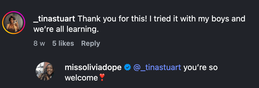 Instagram comment from @kiaratakia
